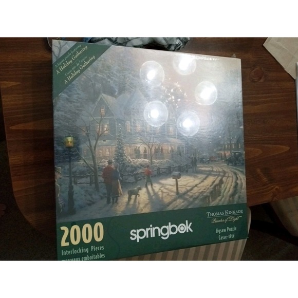 Springbok 2000 Piece Puzzle Thomas‎ Kinkade A Holiday Gathering Christmas New! - Picture 1 of 7